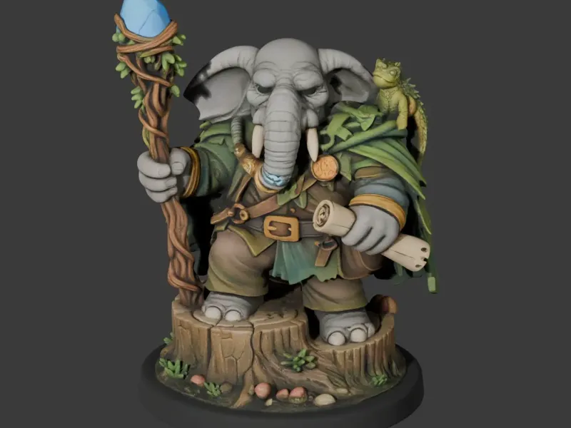 Elder Loxodon Druid – For Hand-Painted Style D&D Miniature