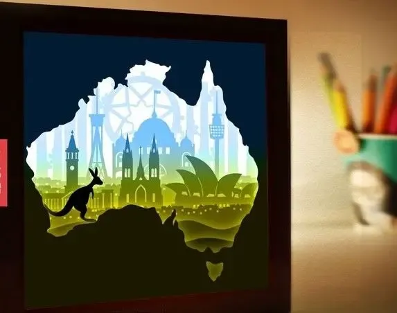 Australia Kangaroo light box (shadow box)