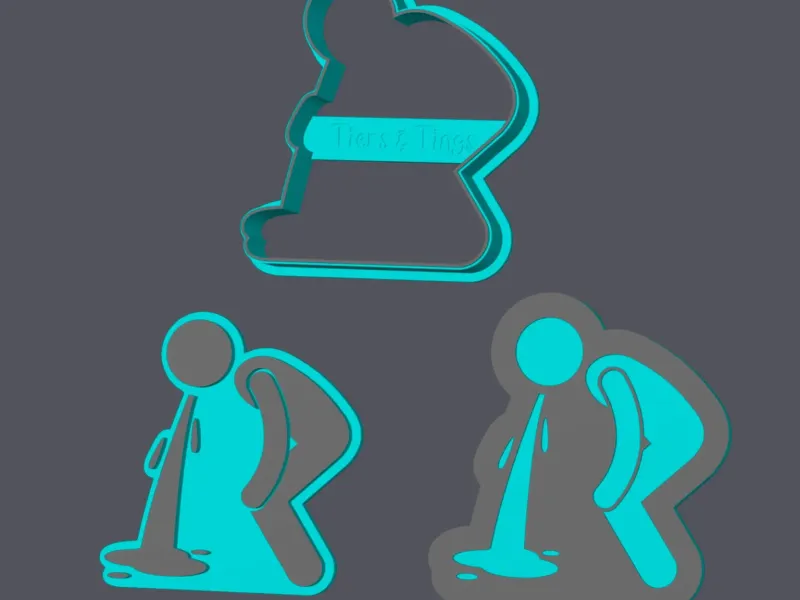 Man Throwing Up - Cookie Cutter with stamp and embosser