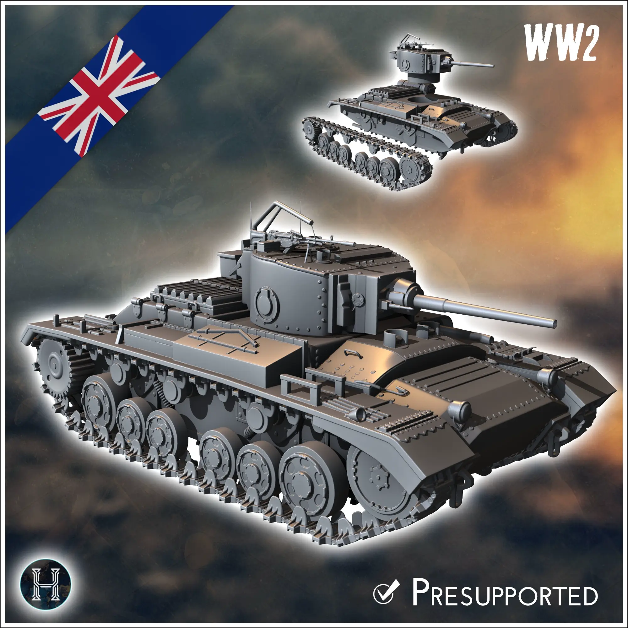 Valentine Mark Mk. III infantry tank - miniatures ww2 vehicl
