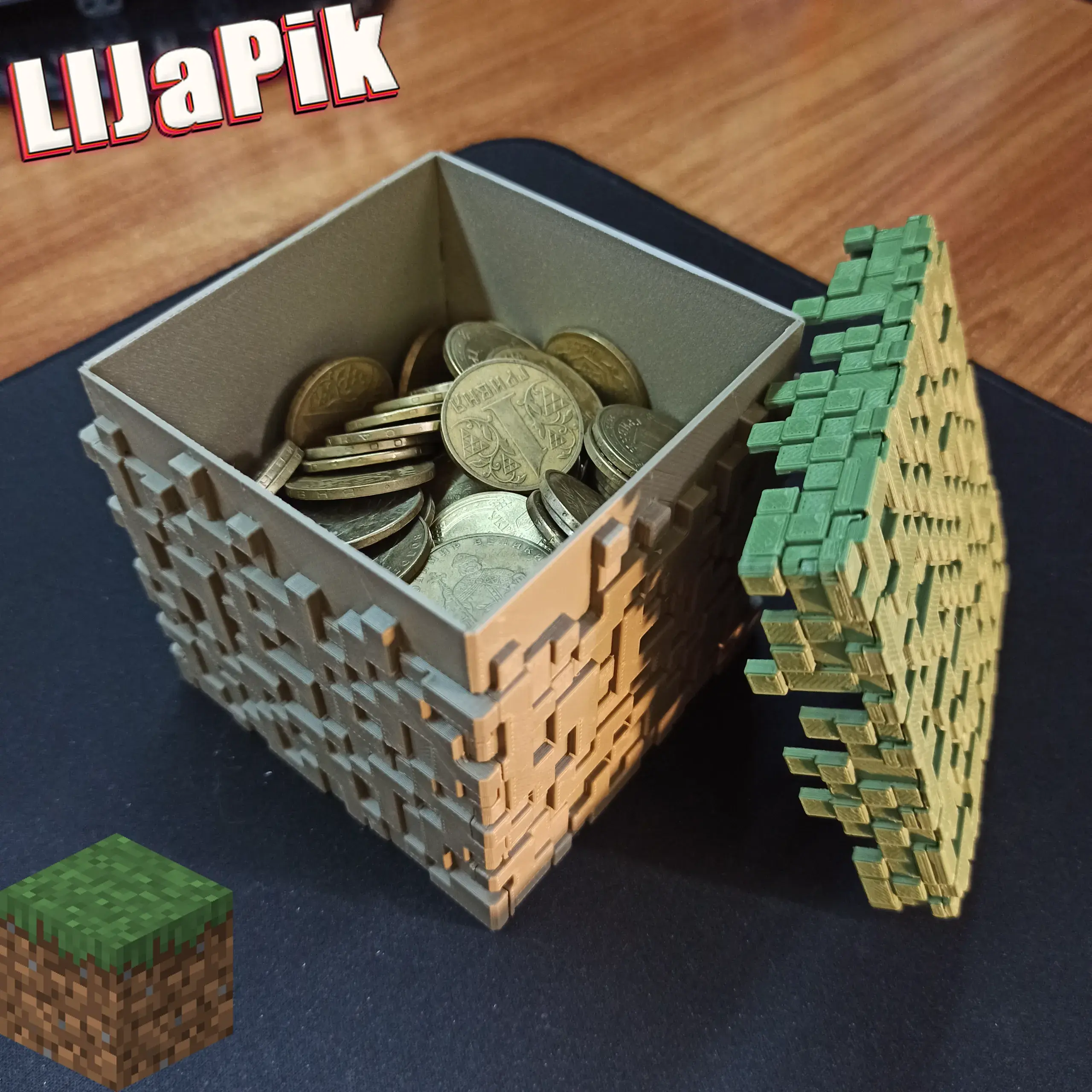 Minecraft Grass Block/ Dirt / Сhest / Piggy bank box / Майн