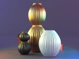 Spherical grooved vase set-3