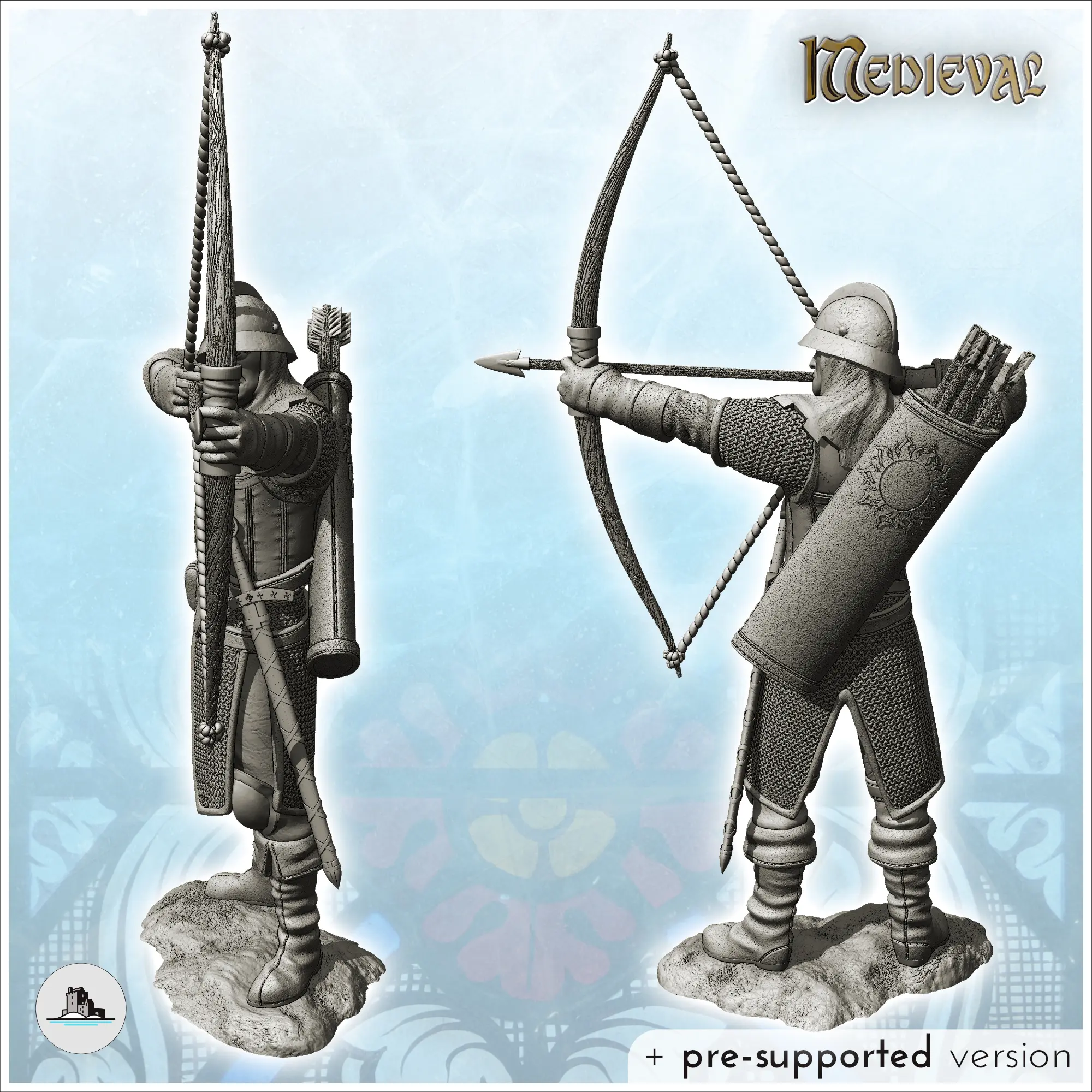 Tiro com arqueiro medieval (com duas versões de arcos (22) - m