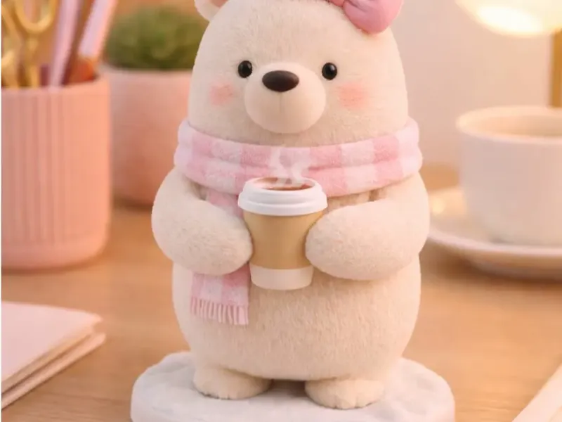 Cozy Bear Coffee Desk Figurine