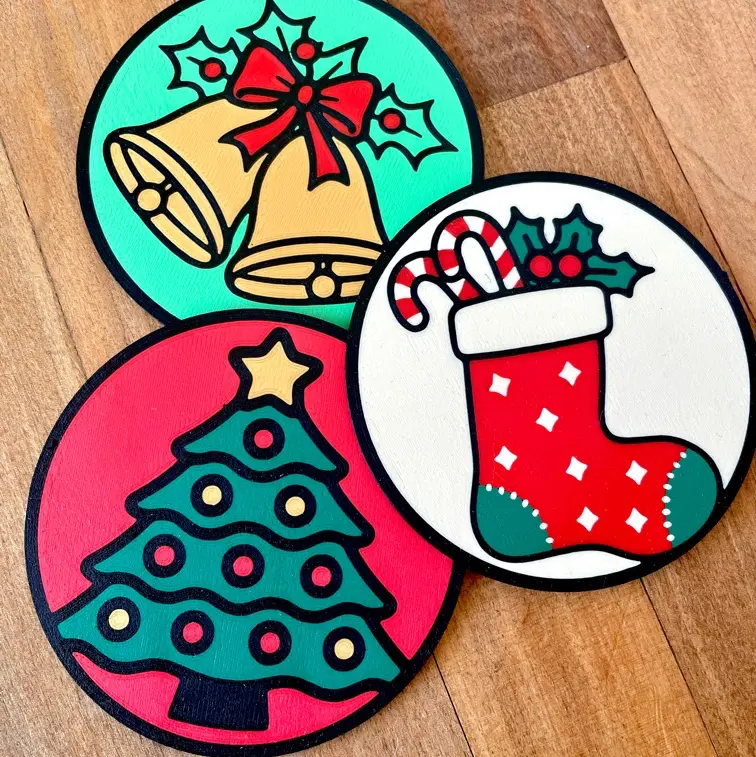 Christmas Coaster – Festive Stocking Design