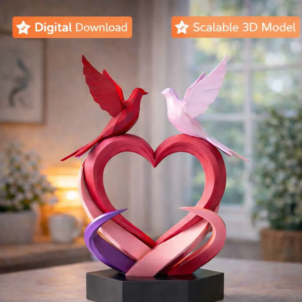 ove Birds Heart STL – Valentine 3D Printable Decor