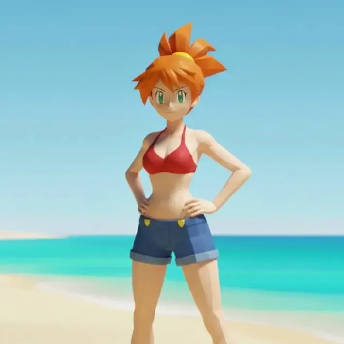 Misty (pokemon) - low poly - coleção praia