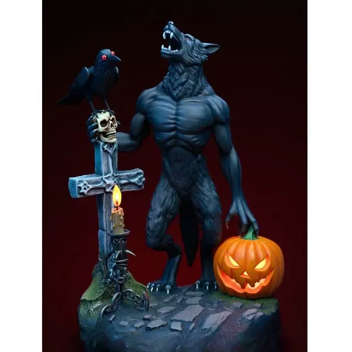 3065  Werewolf Howling with Skull – 3D Model  magic horror