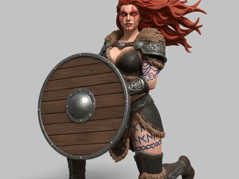 Viking Shieldmaiden Shield Kneeling Warrior Pose