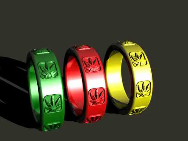 anillo de joyería temática de cannabis.