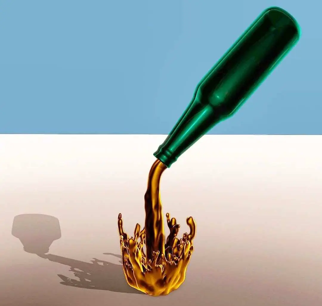 Spilled Beer Bottle