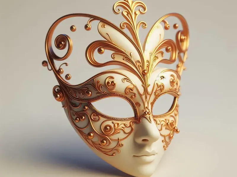 3806  Venetian Carnival Mask Color 3D Model  magic  fox  STL