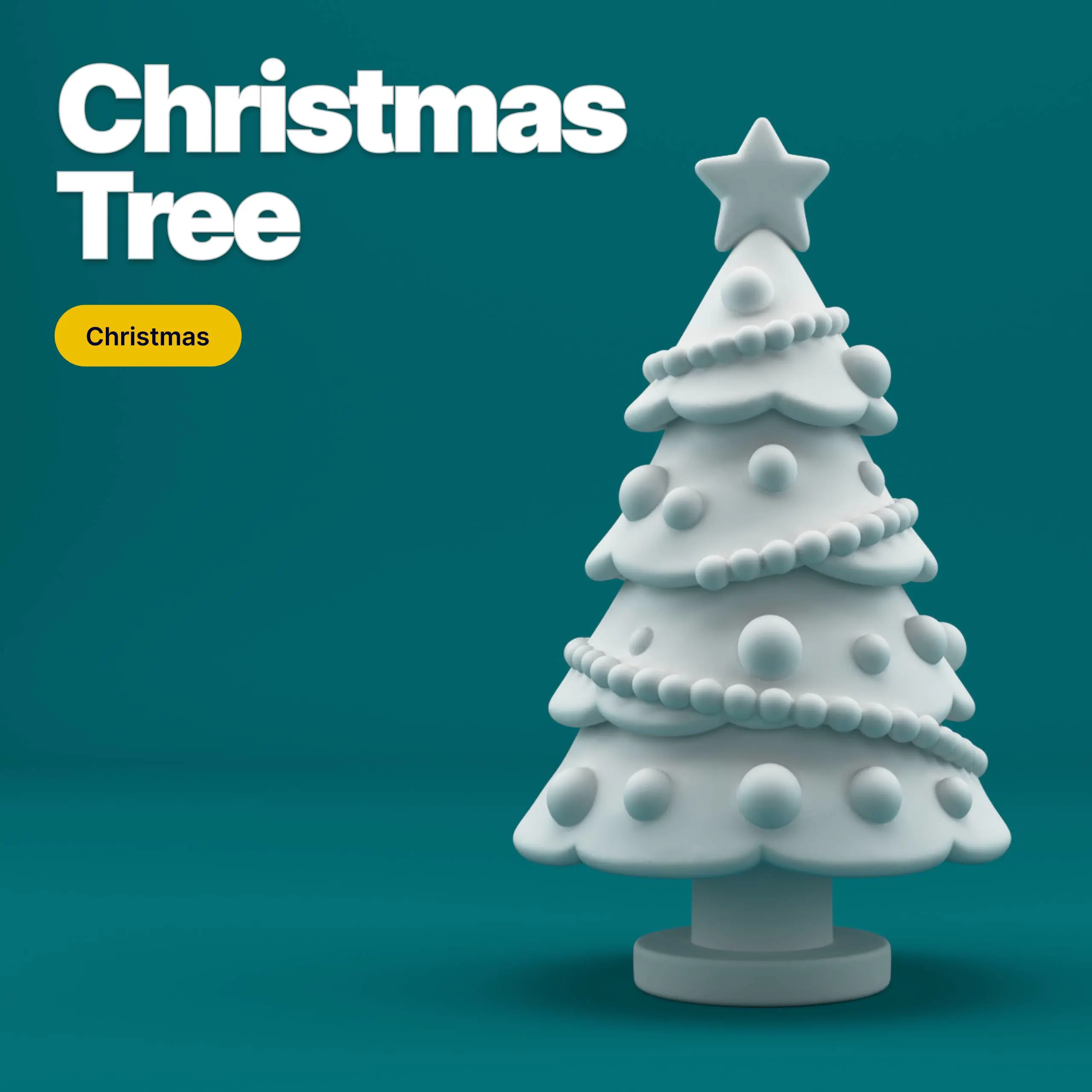 Stylized Christmas Tree 3D Model – Monochrome Holiday Decor