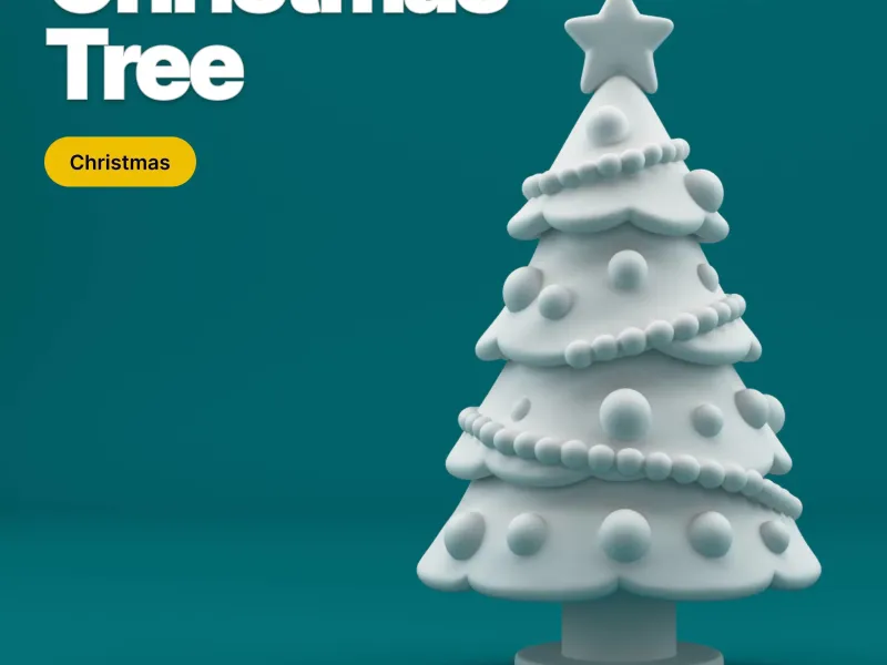 Stylized Christmas Tree 3D Model – Monochrome Holiday Decor