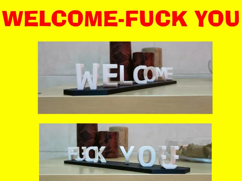 Ambigram: WELCOME / FUCK YOU