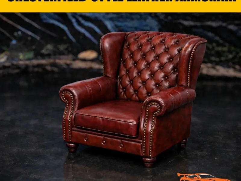 Chesterfield-style leather armchair