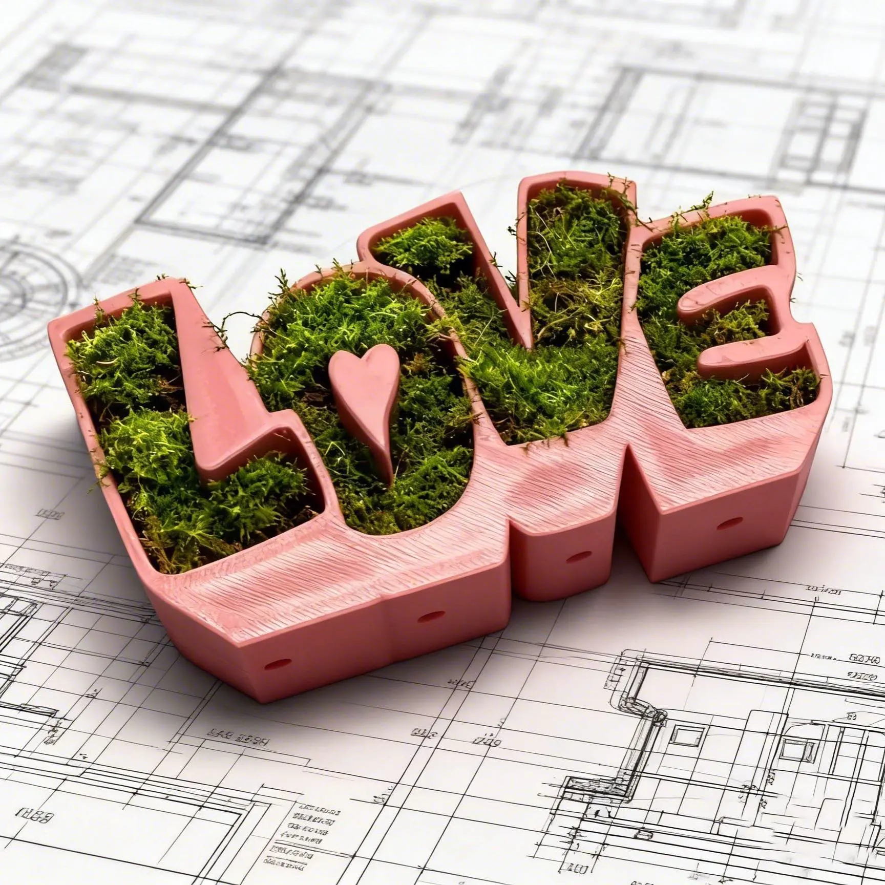 LOVE Character Heart-Shaped Moss Terrarium with Base