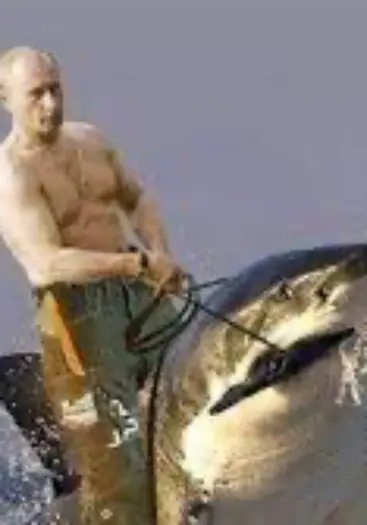 Putin montado en un tiburón