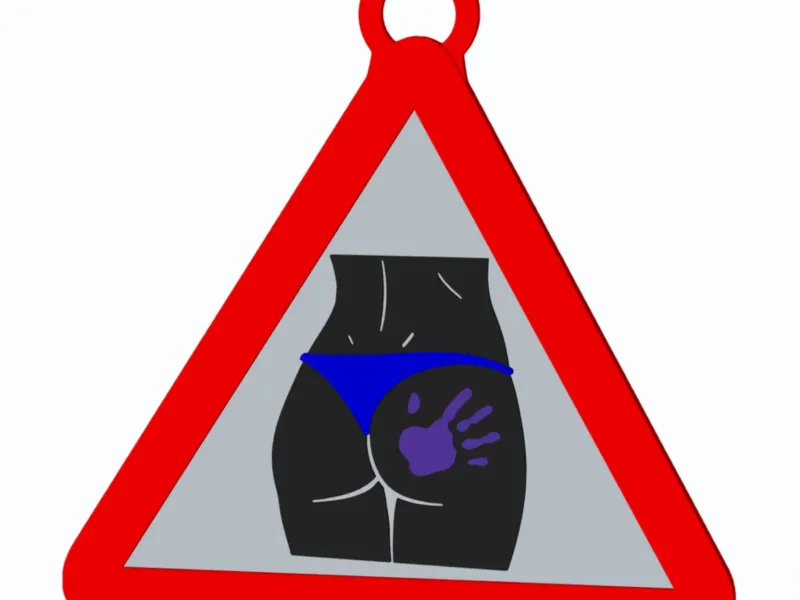 Butt Clap - Warning/Danger Traffic Sign - Keychain
