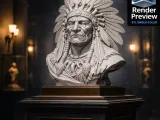Native American Chief Bust STL – Single Color 3D Print Model-1