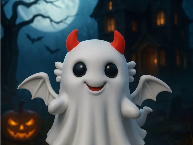 Drago fantasma cucciolo multicolore carino per Halloween