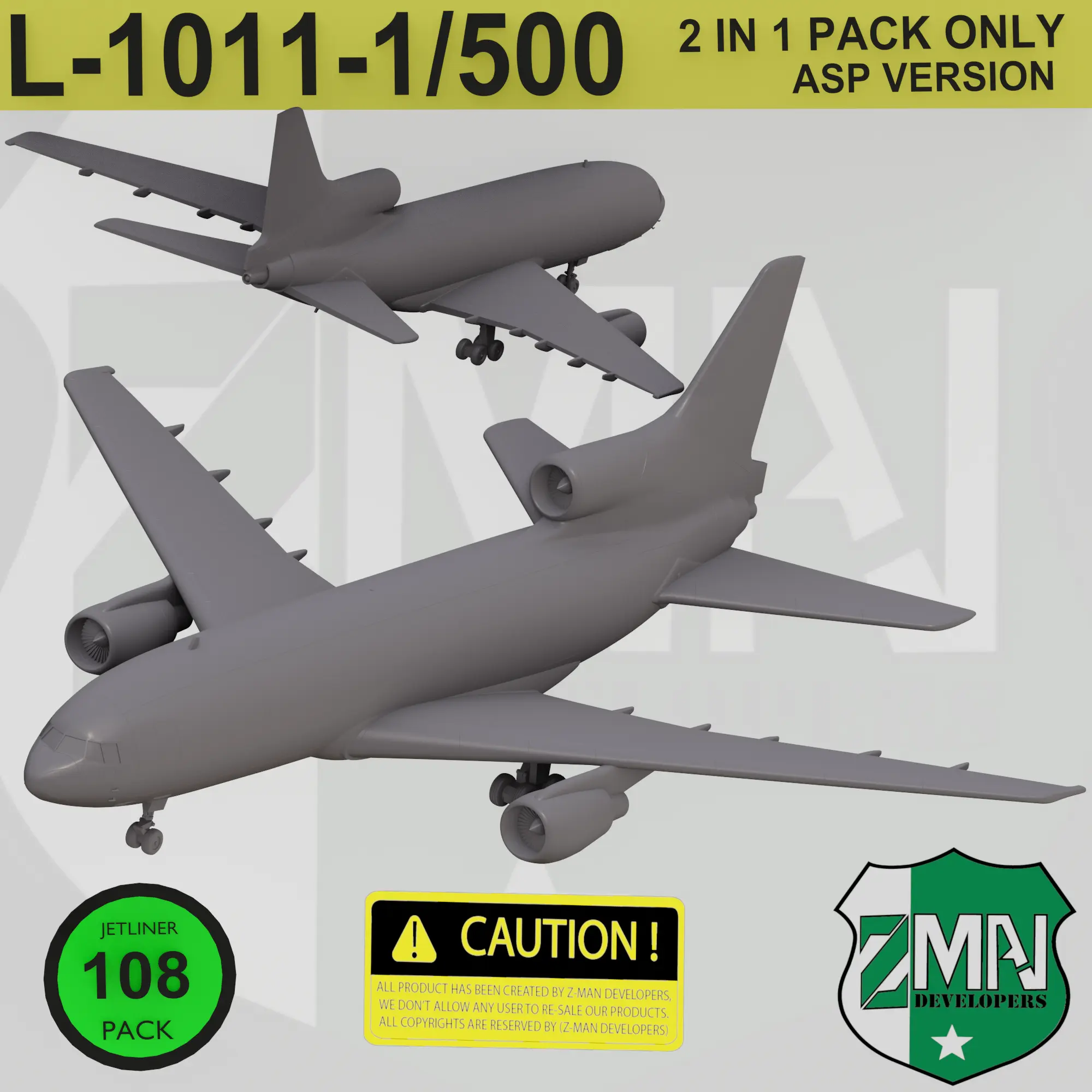 Drones & Aircraft STL Download - L-1011-500 ( SINGLE ASP+STAND) STYLE ...
