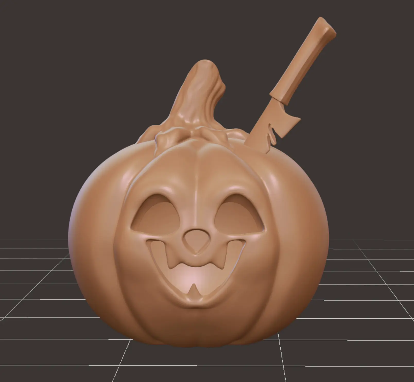 Pumpkin with a knife