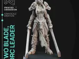 Two Blade - Female Orc Commander - PRE SUPPORTED - 32 mm sca-0