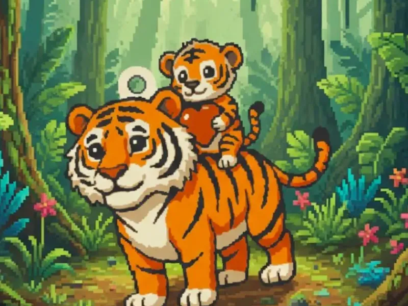 Tiger and son: Fathers day keychain