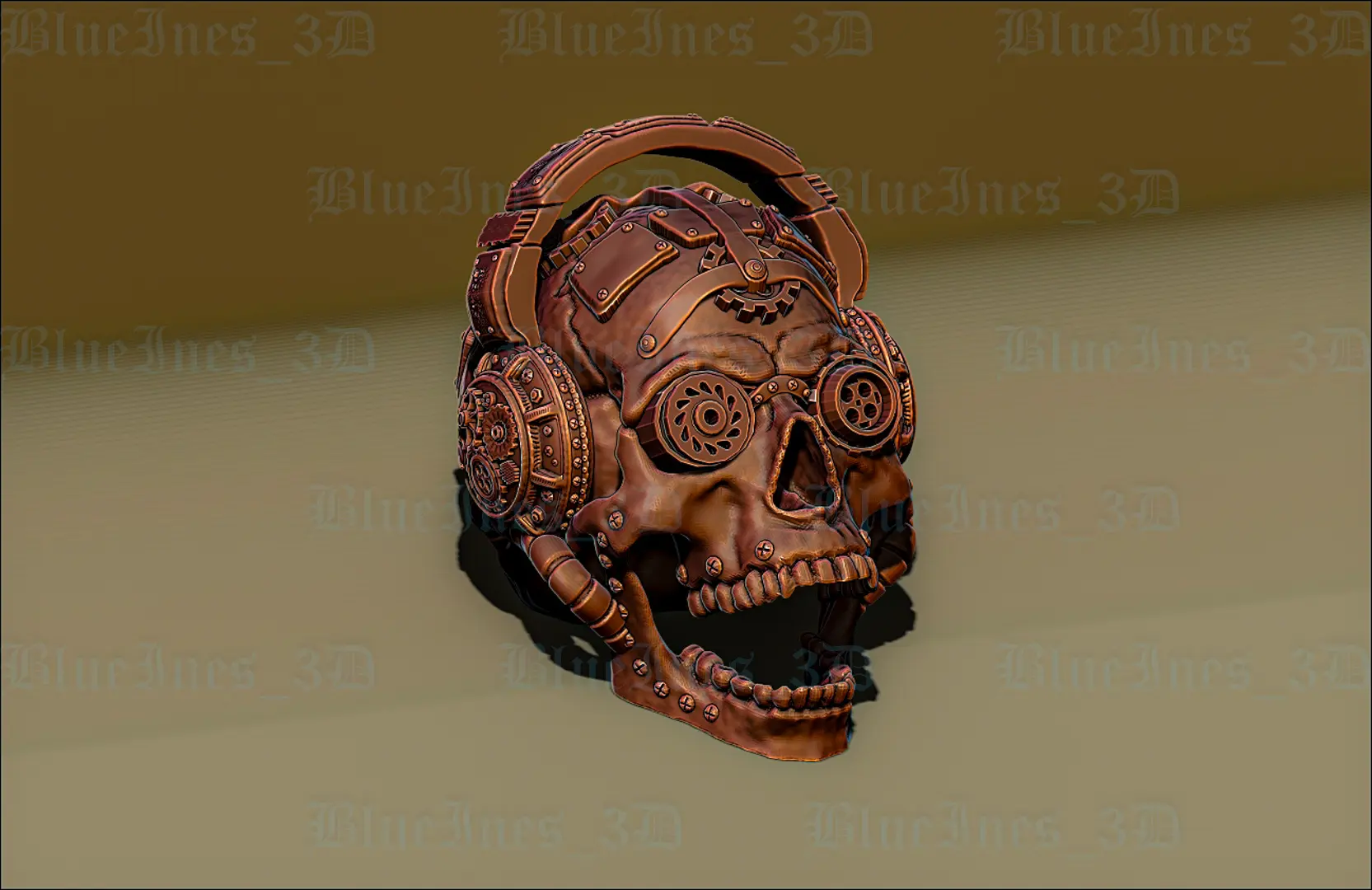 STEAMPUNK SKULL WITH HEADPHONES