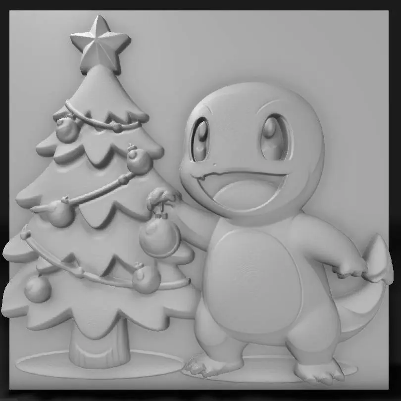 charmander decorating the christmas tree