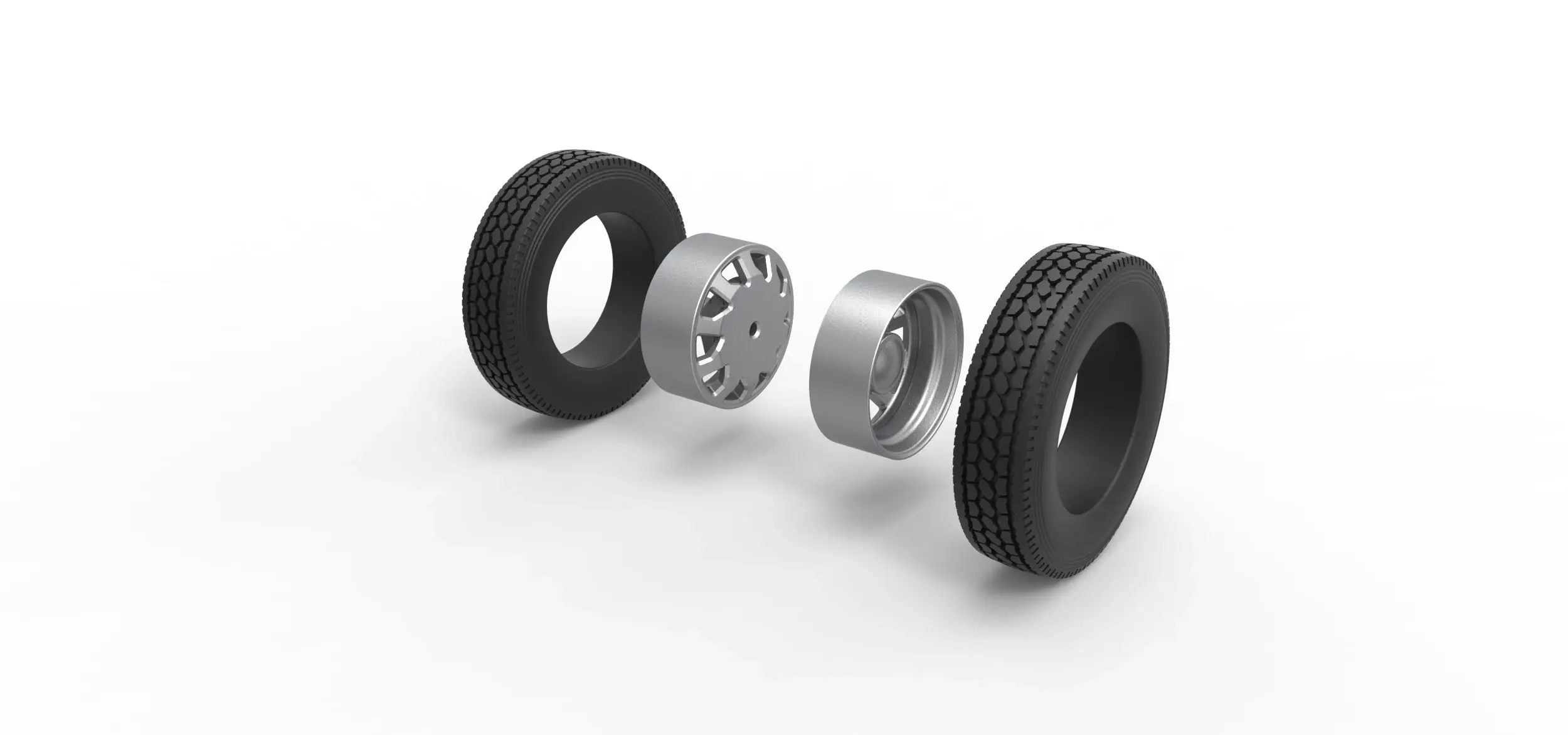 Rear custom wheel of semi truck V18 Scale 1:25