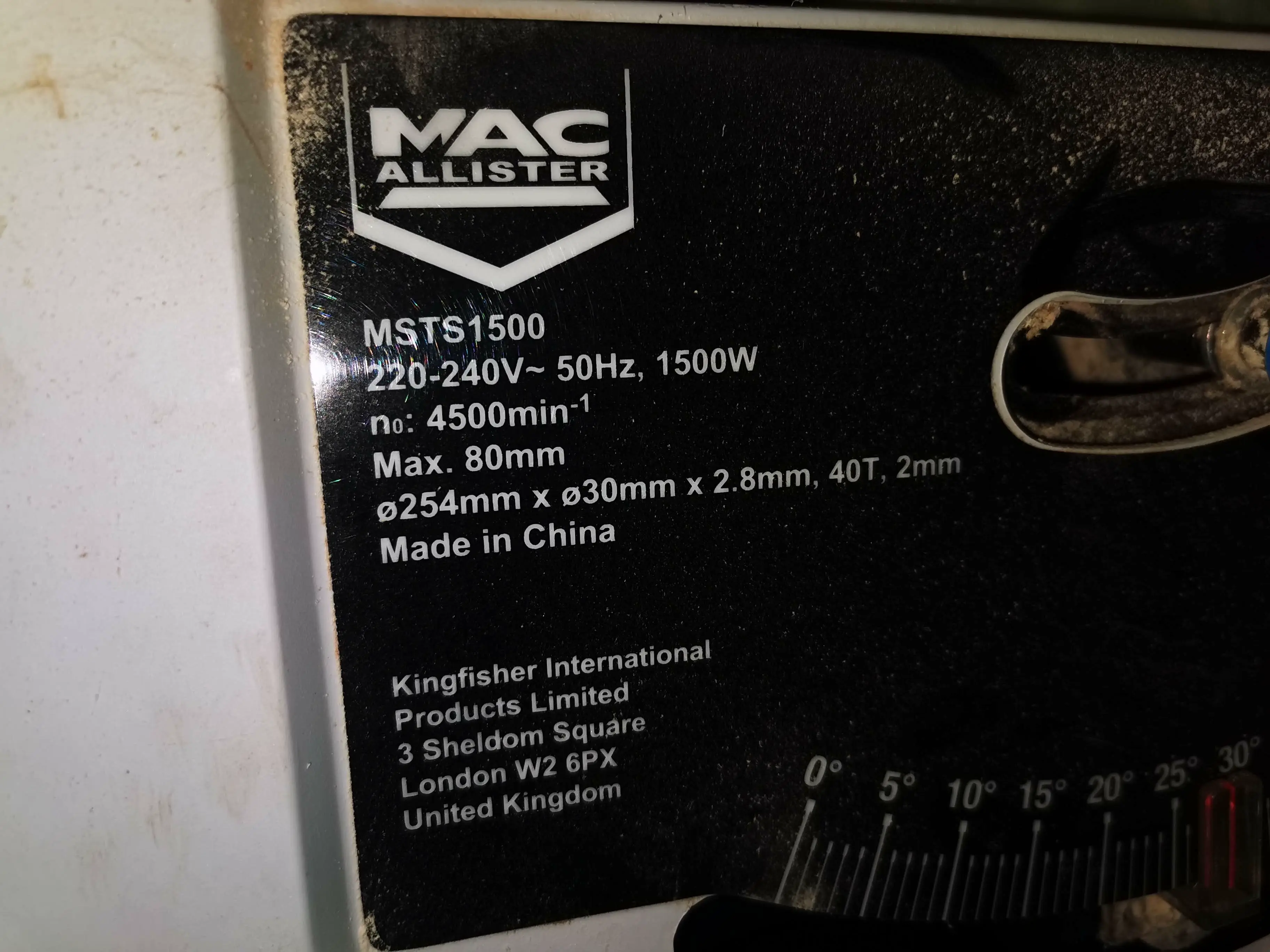Mac Allister 1500W Corded Table saw MSTS1500 adapter