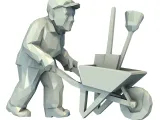Man Pushing Wheelbarrow Low Poly-4