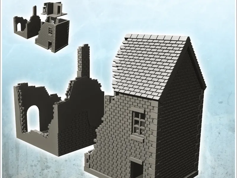 Set of two brick buildings with floors (28) - miniatures war