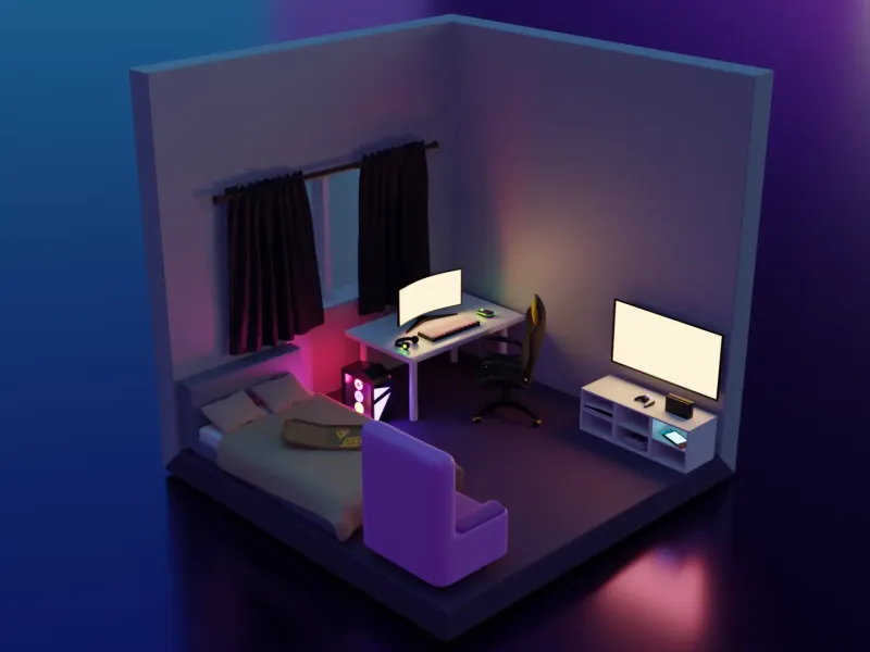 CUSTOMIZABLE GAMER ROOM ISOMETRIC