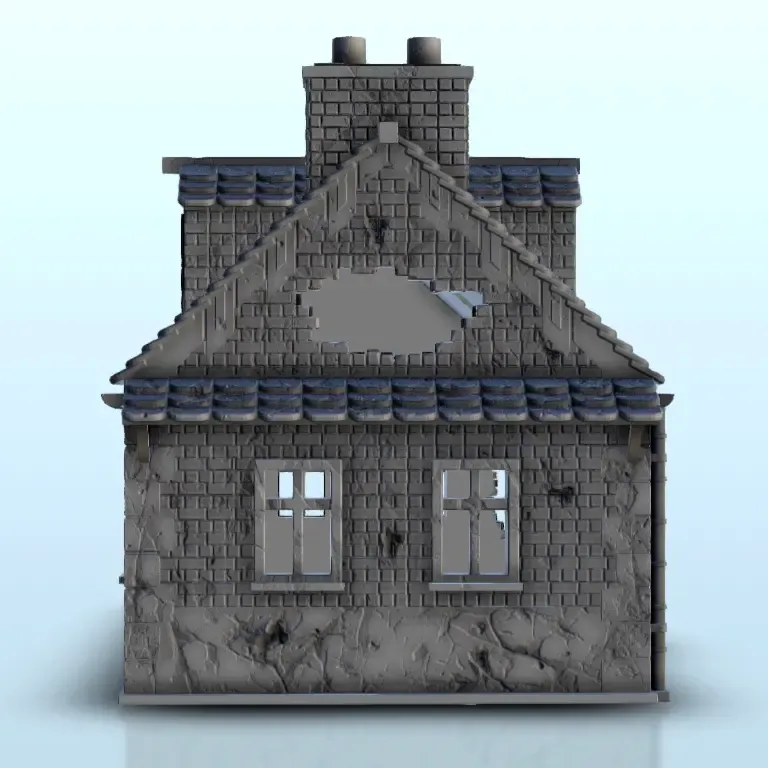House in ruins 13 - terrain WW2 scenery modern miniatures di