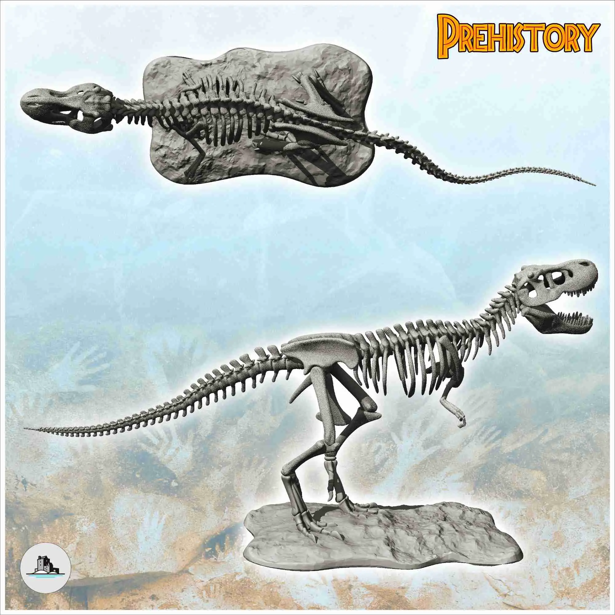 Ağzı açık T-Rex dinozor iskeleti (1) - minyatür figür