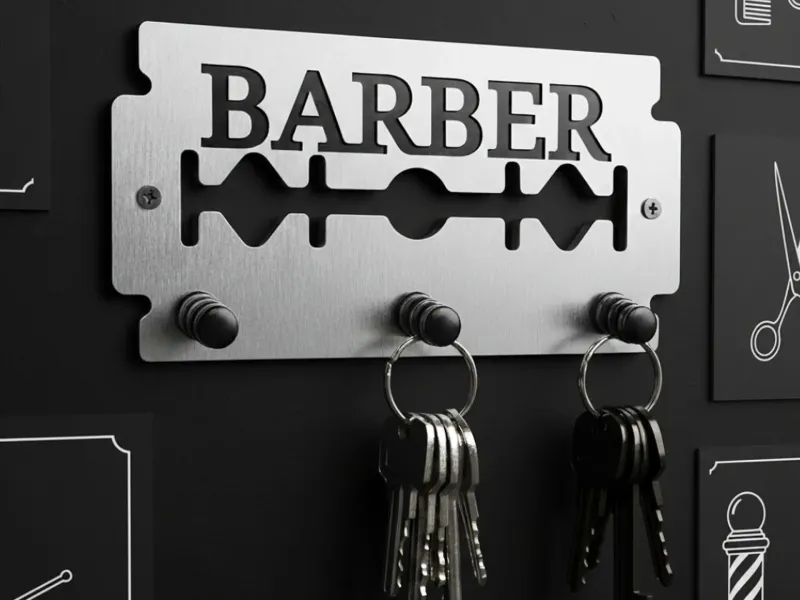 PORTE-CLÉS LAME DE RASOIR - BARBIER