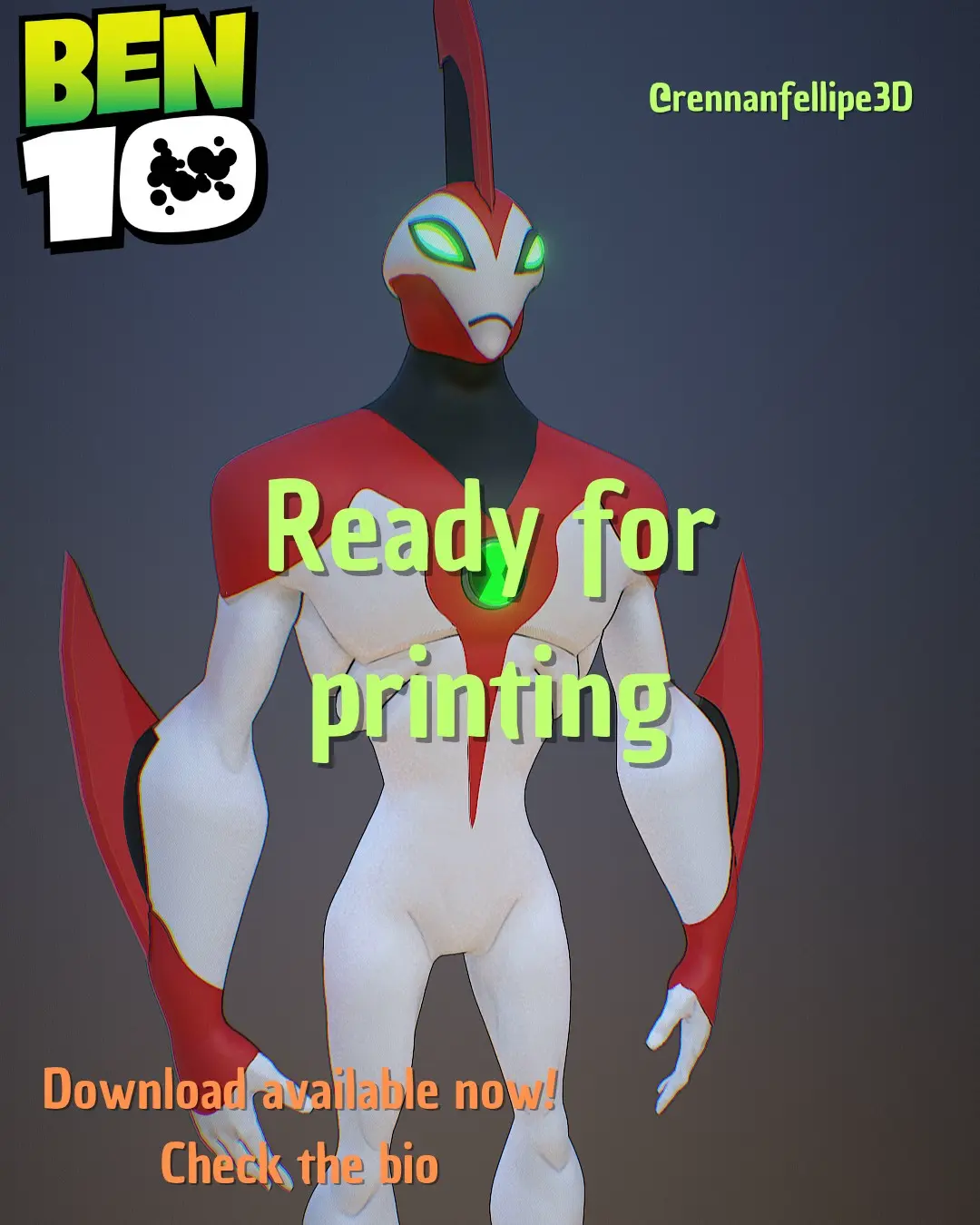Waybig 3D Model - Ben 10 Alien for Easy Print (Version 2.0)