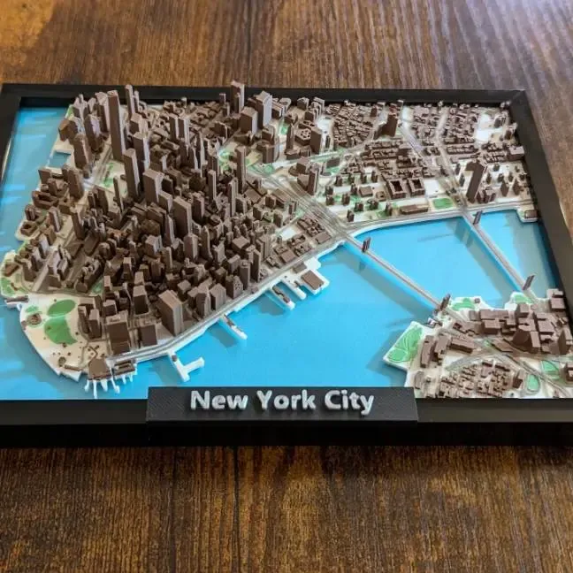 Lower Manhattan 3d Buildings with frame and water
