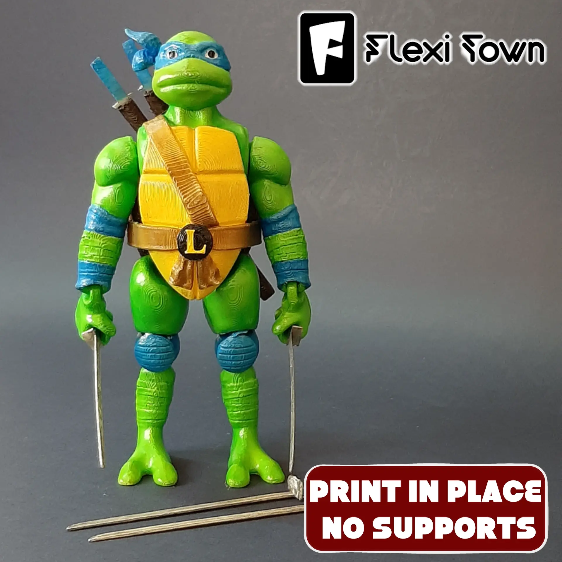 Characters \u0026 Creatures STL Download - Flexi Print-in-Place Teenage Mutant  Ninja Turtles, Leonardoby FlexiTown, image size:1920x1920