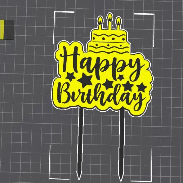 Cake topper two color HAPPY BIRTHDAY