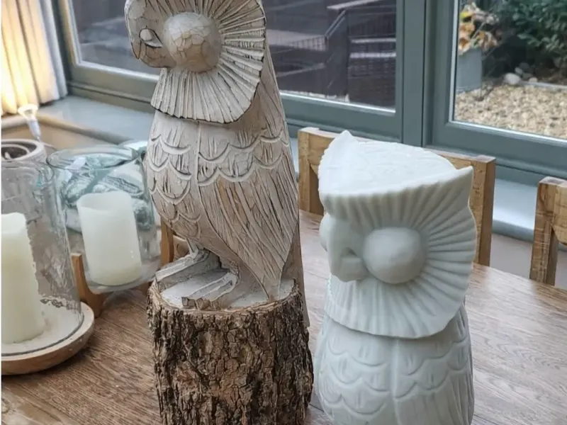 Full Owl Sculpture – 3D Scan of Wood Carving (Outdoor-Ready)