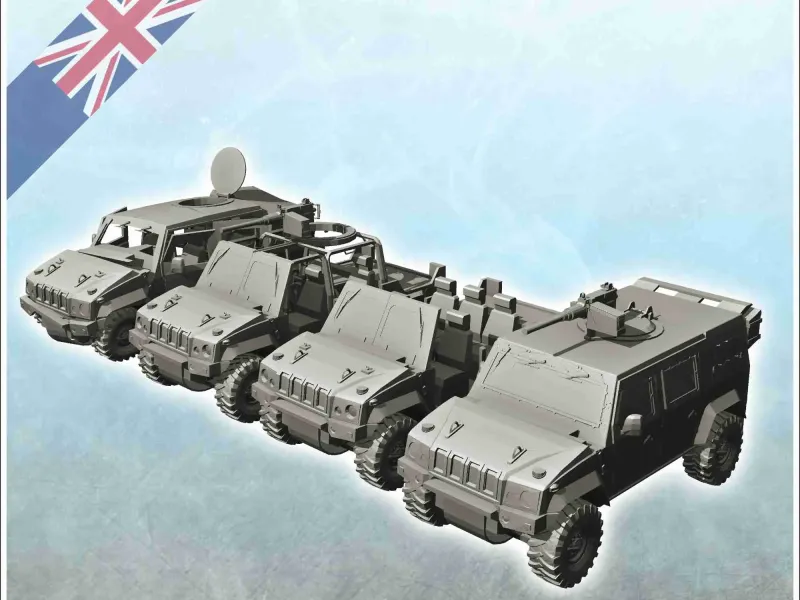 Set of British vehicles Iveco LMV Lince Panther CLV