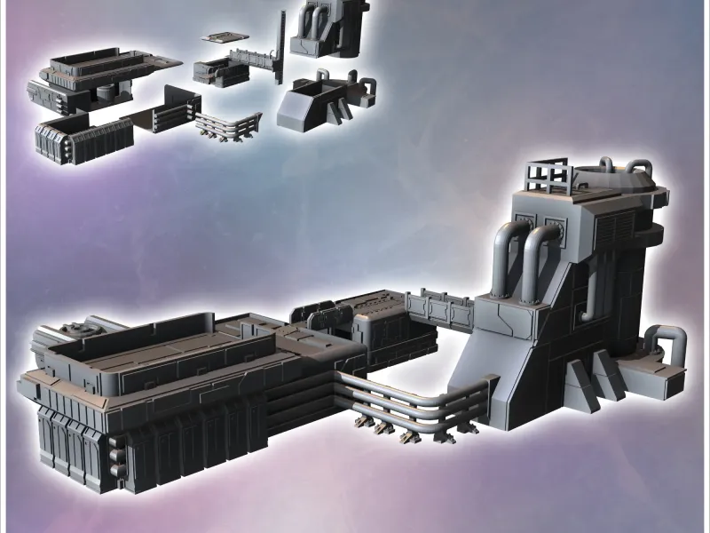 Futuristic Industrial Plant with Storage Silo and Production