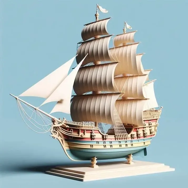 3934 Pirate Sailing Ship with Cannons Style Minimalist STL