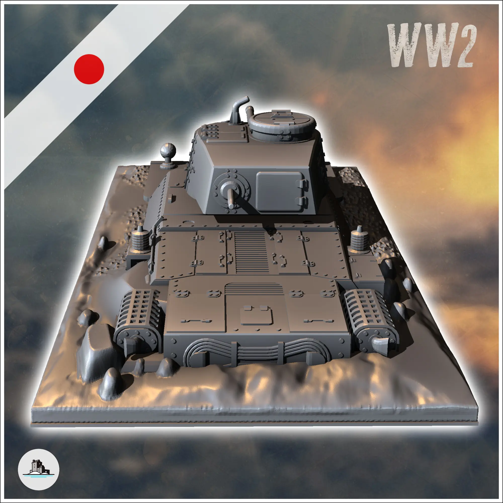 Japanese Type 97 Chi-Ha Kai semi-buried tank (3) - miniature