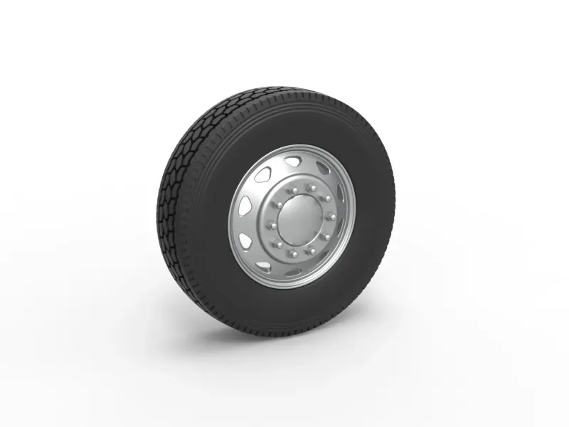 10 Triangular Hole Front wheel of semi truck V1 Scale 1:25