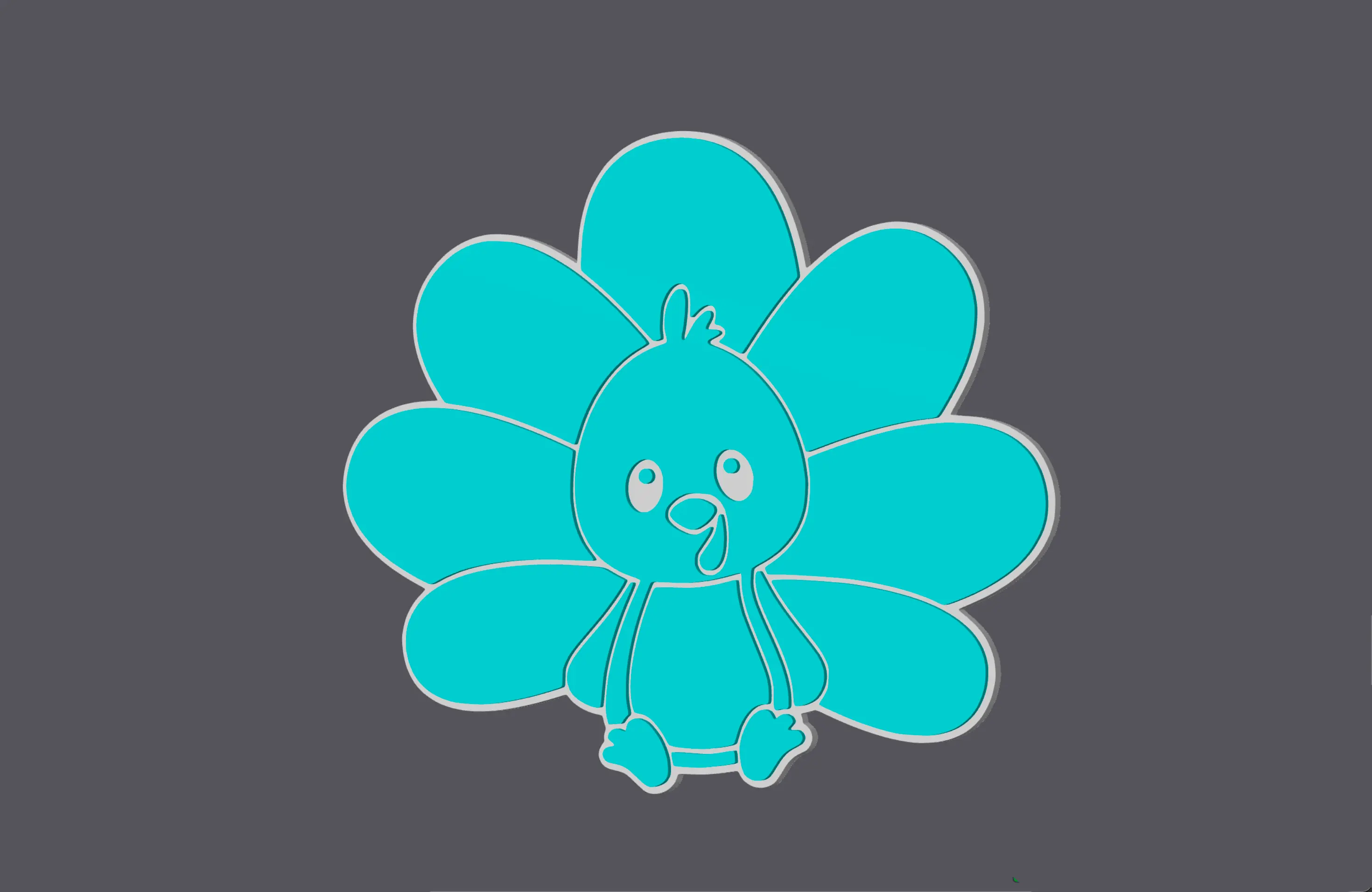 Farm Animals - Sitting Turkey/Peacock - Shaped Coaster